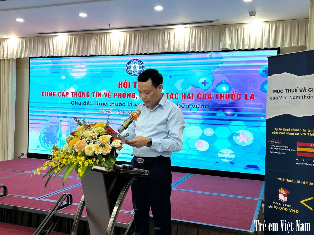 Theo ông Đặng Khắc Lợi, Phó Cục trưởng Cục Báo chí, một trong những nguyên nhân chính khiến cho tỷ lệ sử dụng thuốc lá giảm chậm là giá thuốc lá quá rẻ, do thuế thuốc lá còn thấp. IMG_1331