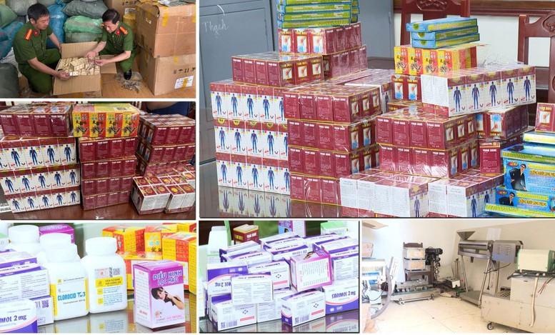 Công an Thanh Hóa thu giữ thuốc giả, thực phẩm bảo vệ sức khoẻ giả. Ảnh: IT tpcn