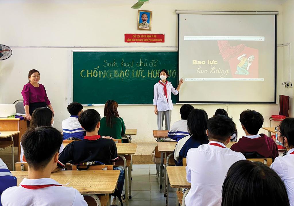 Tuyên truyền bạo lực học đường tại trường học. Ảnh: IT baoluc1