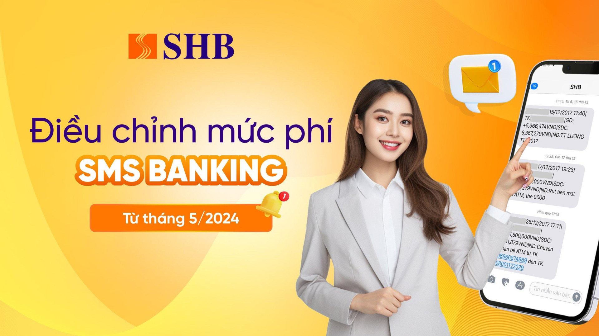 Anh 1. SHB điều chỉnh phí SMS Banking