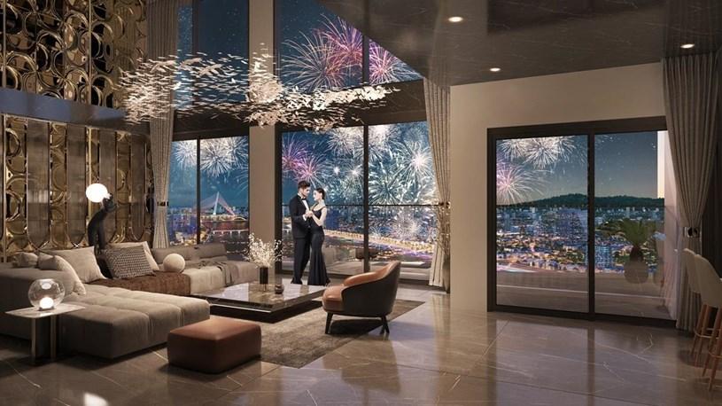 Khiêu vũ cùng pháo hoa tại căn hộ duplex sẽ là đặc quyền đắt giá dành tặng chủ nhân. Ảnh phối cảnh minh họa Sun Property a3