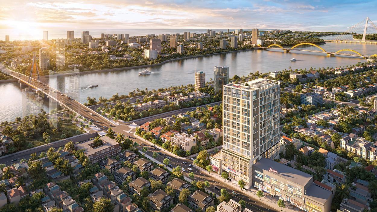 Phối cảnh minh họa tòa tháp Sun Solar Residence cận cầu sông Hàn (Ảnh phối cảnh minh họa: Sun Property) 3