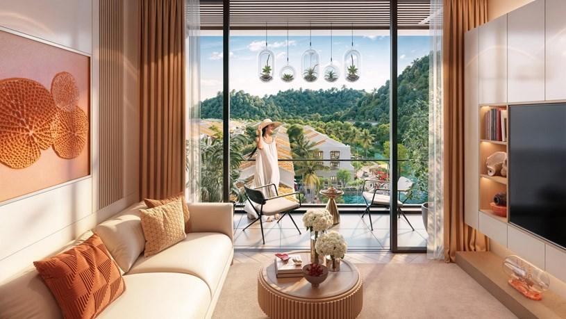 Góc ban công căn hộ khoáng đạt với tầm nhìn rộng mở (Ảnh: Sun Property) 12