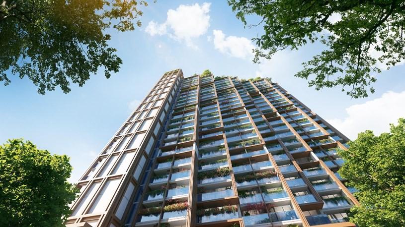 Thiết kế tòa The Xanh 2 ứng dụng linh hoạt chất liệu truyền thống (Ảnh: Sun Property) 34