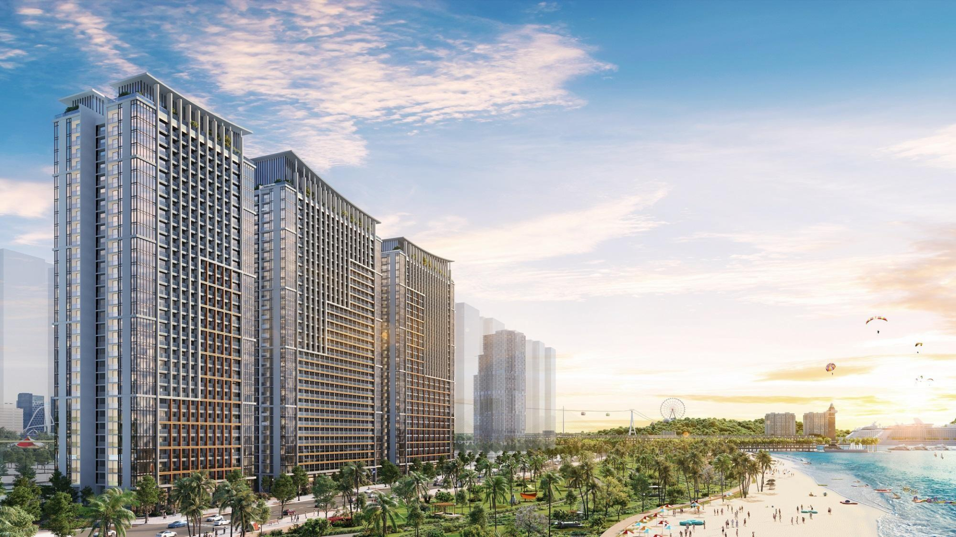Tổ hợp Sun Centro Town quy mô 2.900 căn hộ ngay sát bờ biển. (Ảnh: Sun Property) 2