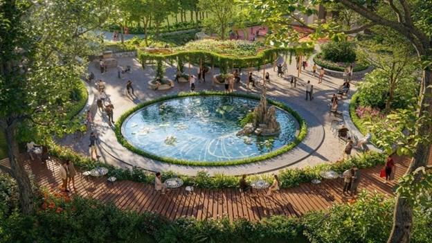Vườn Phúc Ninh - một mảnh ghép của khu vườn Hạnh phúc – Nơi “chữa lành” của cư dân Sun Feliza Suites. Ảnh: Sun Property 2