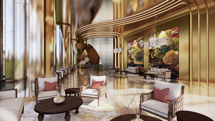 Khu vực VIP lounge được thiết kế với sự hòa quyện giữa nét truyền thống và hơi thở hiện đại. Ảnh: Sun Property q3