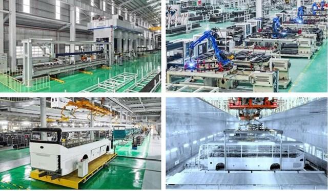 Dây chuyền dập liên hợp, hàn, nhúng sơn tĩnh điện và kiểm định sản phẩm tại nhà máy THACO Bus. a12