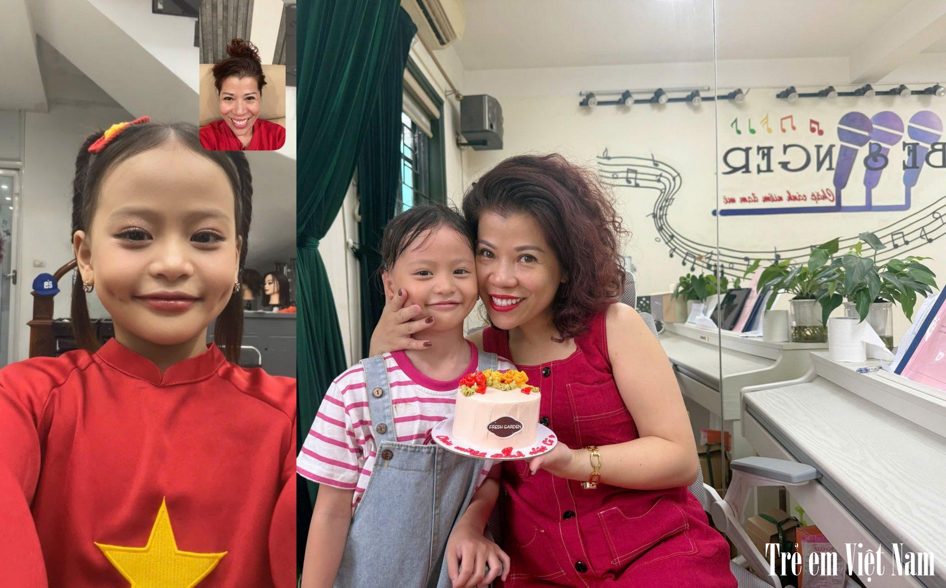 Bé Dâu cùng cô giáo - Nghệ sĩ - ThS Đinh Lan Hương. Ảnh: NVCC Bé Dâu hát A80