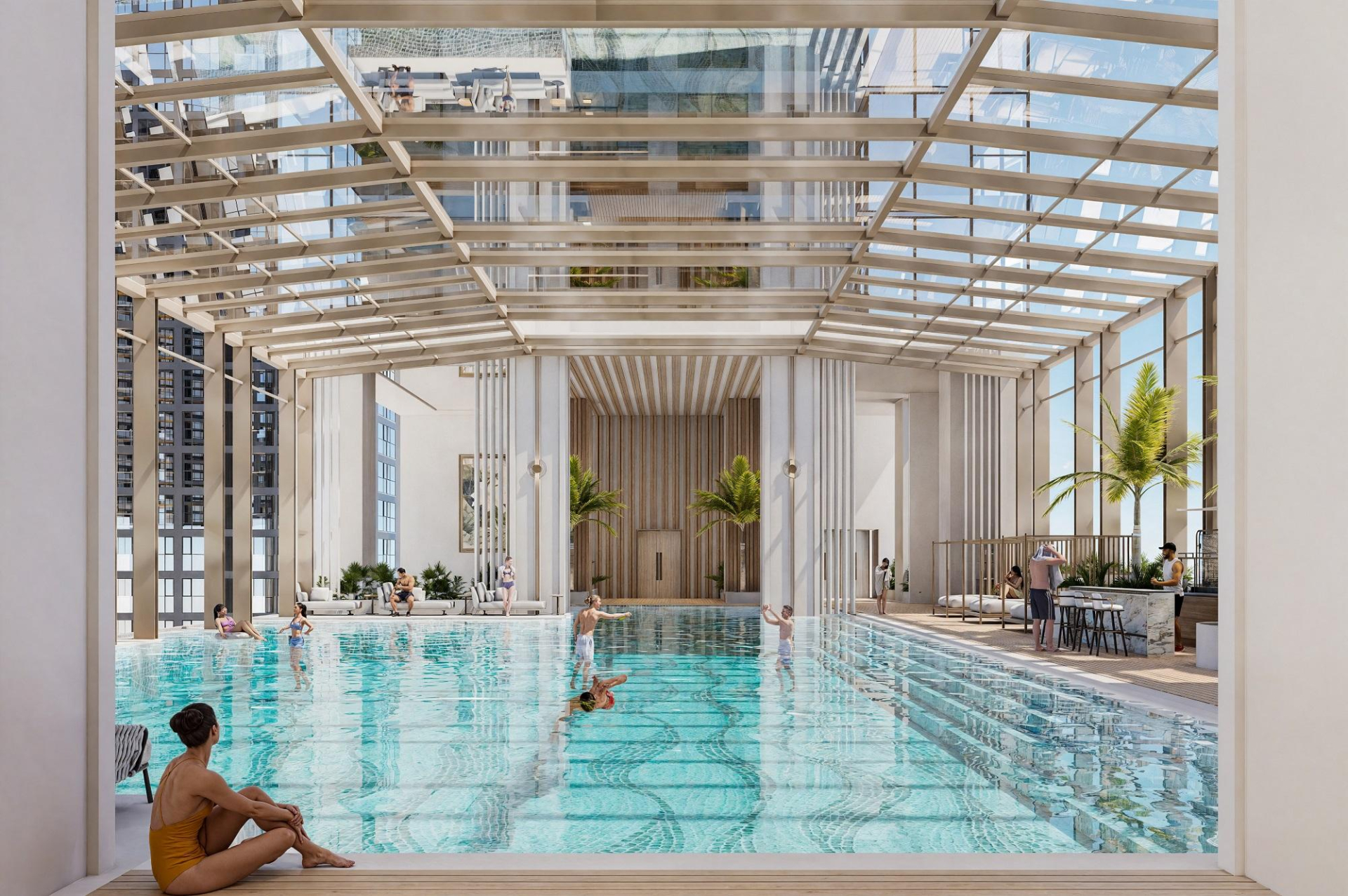 Trải nghiệm chuẩn sống mới tại Sun Feliza Suites (Ảnh: Sun Property). 5.phoi-canh-thiet-ke-be-boi-noi-khu-sun-fezila-suites (2)