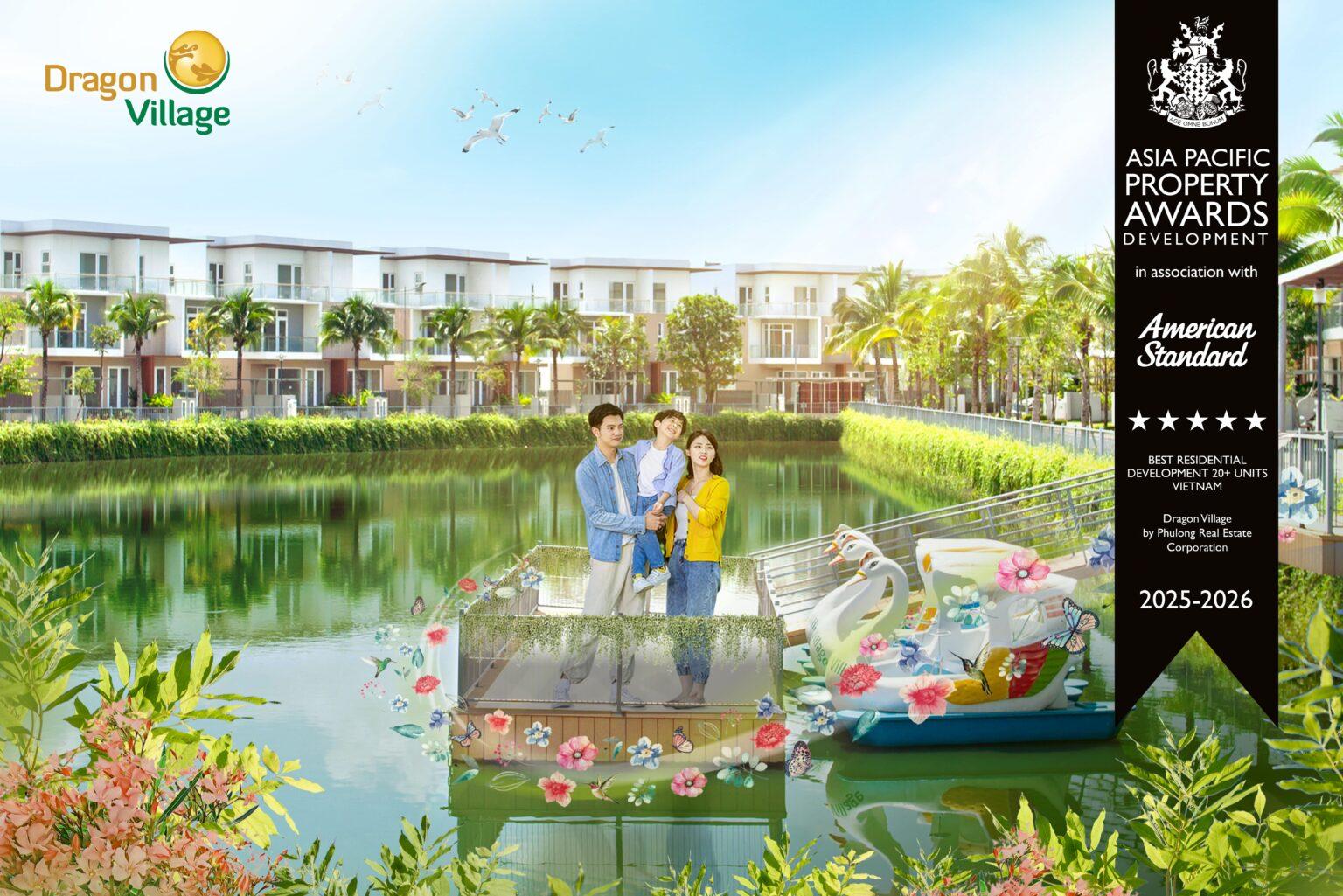 Hồ cảnh quan thơ mộng là điểm nhấn tạo nên không gian trong lành, khoáng đạt tại khu đô thị Dragon Village. DRAGON-VILLAGE-1-1536x102