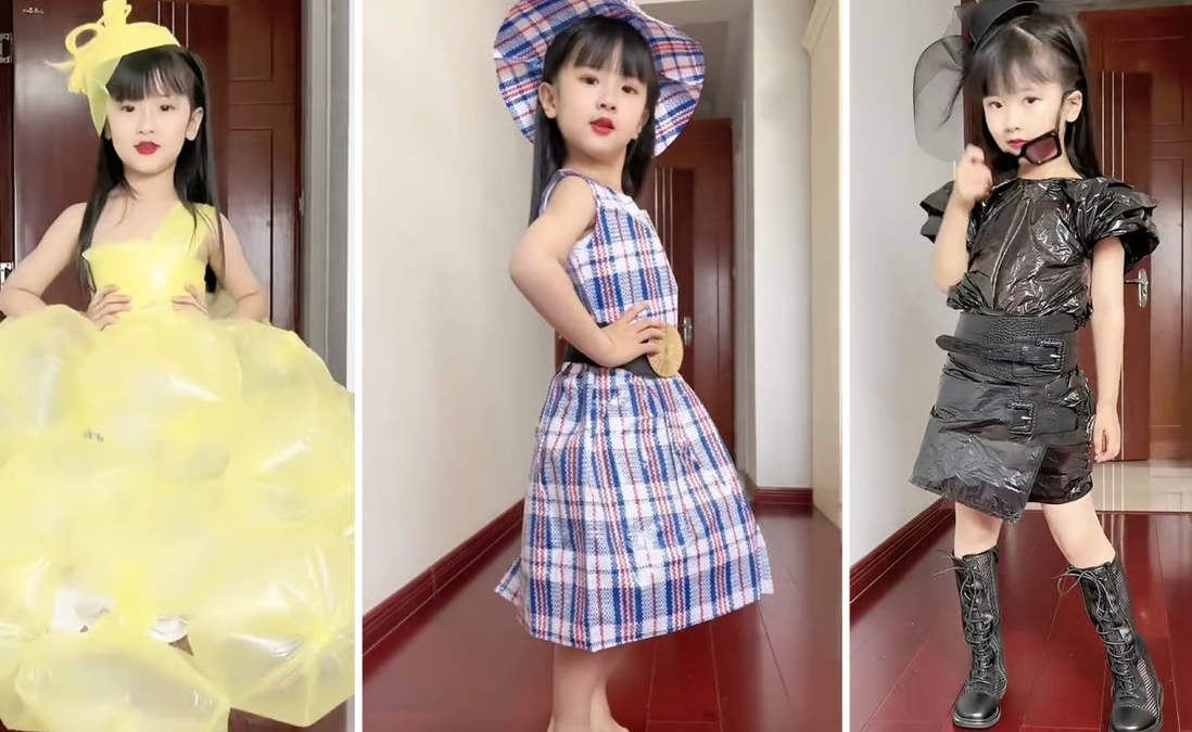 Người mẹ biến túi rác thành 'thời trang cao cấp' cho sàn diễn thời trang của con gái