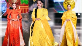 Mẫu nhí Thiệu Vy làm vedette cùng Hoa hậu Lê Hoàng Phương, Huỳnh Thanh Thủy
