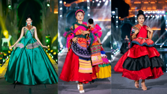 2 bé gái người dân tộc Pa Cô, Ê đê diễn thời trang cùng dàn Hoa hậu, Á hậu nổi tiếng