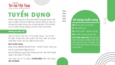 Tạp chí Trẻ em Việt Nam tuyển dụng nhân sự