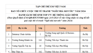 Công bố Top 275 thí sinh cuộc thi vẽ tranh “Ngôi nhà mơ ước” năm 2024