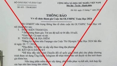 Giả mạo Bộ GD&ĐT lừa thi Olympic Toán học