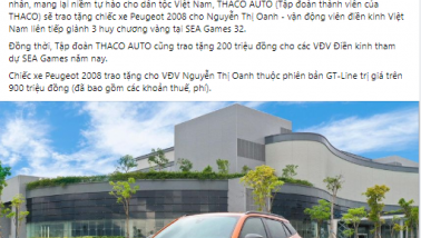 THACO ngỏ ý tặng VĐV điền kinh Nguyễn Thị Oanh xe ô tô tiền tỷ