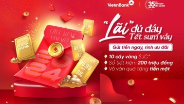 Nhận ngay 10 cây vàng SJC khi gửi tiền tại VietinBank