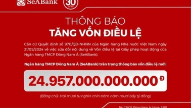 SeABank hoàn tất tăng vốn điều lệ lên 24.957 tỷ đồng