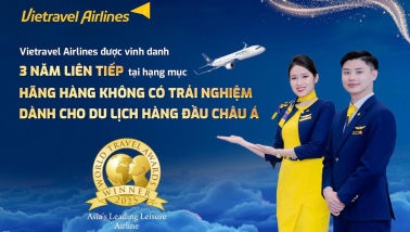Vietravel Airlines được vinh danh hãng hàng không có trải nghiệm du lịch hàng đầu châu Á năm 2025