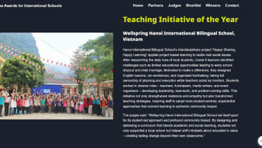 Wellspring Hanoi giành giải thưởng quốc tế Sáng kiến Giảng dạy Xuất sắc nhất năm