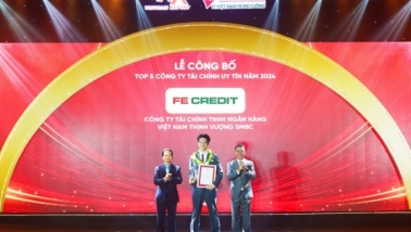 FE CREDIT vinh dự nhận Giải thưởng Top 5 Công ty Uy tín Ngành Tài chính năm 2024 với vị trí dẫn đầu