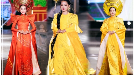 Mẫu nhí Thiệu Vy làm vedette cùng Hoa hậu Lê Hoàng Phương, Huỳnh Thanh Thủy