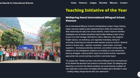 Wellspring Hanoi giành giải thưởng quốc tế Sáng kiến Giảng dạy Xuất sắc nhất năm