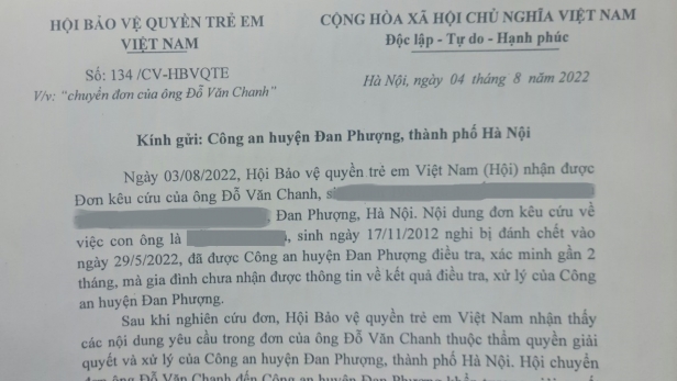 Đề nghị Công an huyện Đan Phượng làm rõ vụ bé trai 10 tuổi nghi bị đánh tử vong
