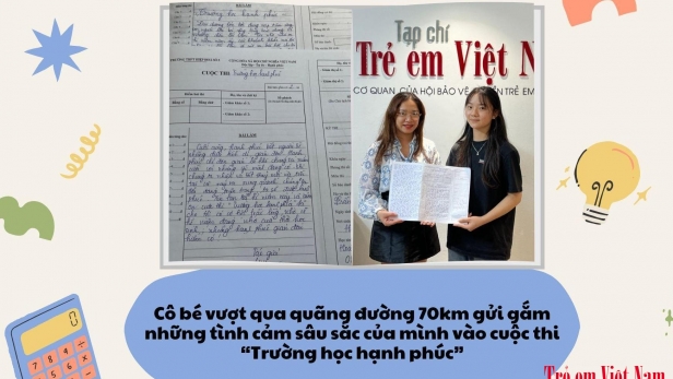 Cô học trò Bắc Giang vượt 70 km nộp bài dự thi Trường học hạnh phúc