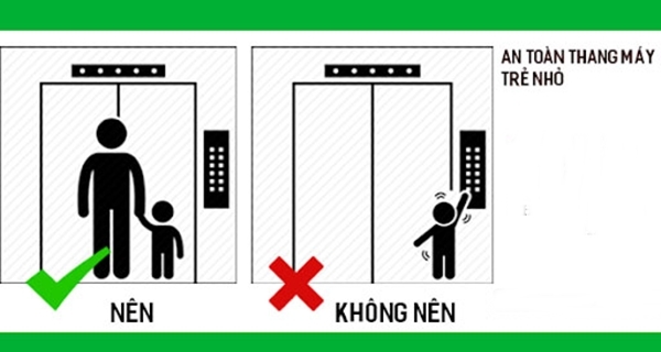 Trẻ em đi thang máy