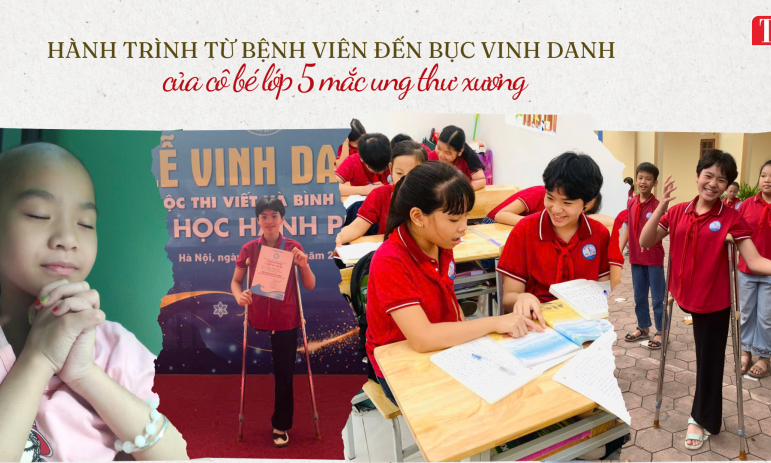 Từ bệnh viện đến bục vinh danh: Câu chuyện truyền cảm hứng của cô bé lớp 5 mắc ung thư xương